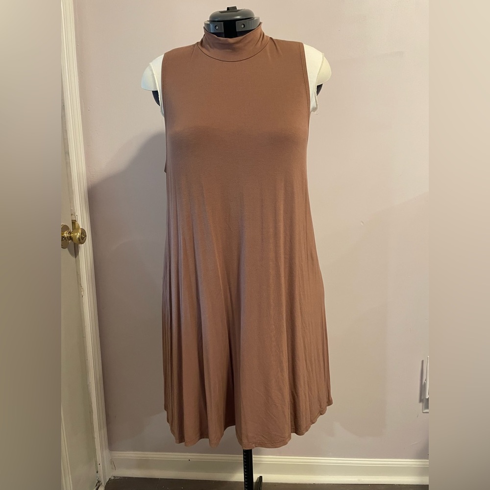 Camel Mock Neck Dress